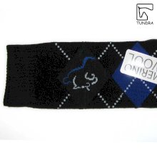 Podkolanówki jeździeckie z wełną z merynosów w kolorze czarno-szaro-niebieskim