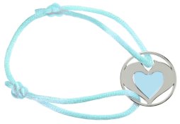 Bransoletka HR satynowa, końskie serca, niebieska