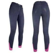 Bryczesy HKM Kate z pełnym lejem silikonowym, granat