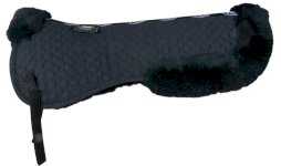 Podkładka York z futrem owczym, czarna z czarnym
