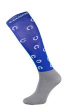 Podkolanówki jeździeckie Microfibre, niebieskie w białe podkowy