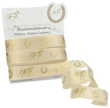 Wstążkaa HR, złota w konie i podkowy