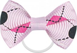 Kokardki York do grzywy w kratkę różowe