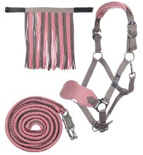 Kantar z frędzlami i uwiązem z bezp. karab. HKM, mokka/mleczny róż, 107344039