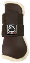 Ochraniacze skokowe podszyte futrem syntetycznym, brązowe