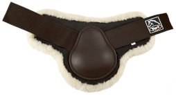 Ochraniacze skokowe na tyły podszyte futrem syntetycznym, brązowe.