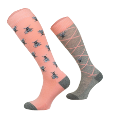 Podkolanówki jeździeckie ze wzorem różowe/mucha