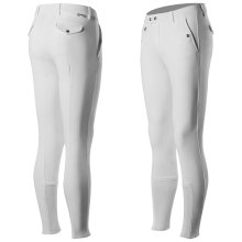 Białe męskie bryczesy konkursowe z pełnym lejem silikonowym.