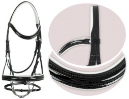 Ogłowie York Alexis, czarne z białymi podszyciami