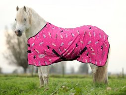 Derka York Horsi polarowa z pasami, różowa