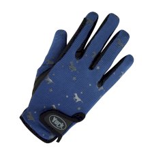 Dziecięce rękawiczki jeździeckie York Horsi, całosezonowe, niebiesko-szare