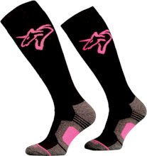 Wełniane podkolanówki zimowe dla jeźdźców Unicorn, czarne różowe