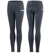 Bryczesy dziewczęce Lucinda z wysokim stanem i lejem silikonowym,  granatowe