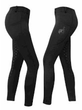 Legginsy młodzieżowe do jazdy konnej z pełnym lejem silikonowym Start Swale, czarne