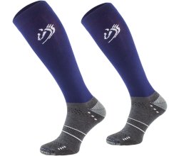 Podkolanówki jeździeckie techniczne z mikrofibry, granatowe