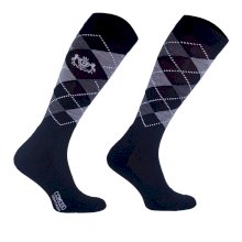 Podkolanówki jeździeckie z wełną merynosów, czarno szare