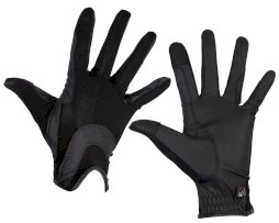 Rękawiczki jeździeckie na lato HKM Grip Mesh, czarne