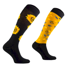 Podkolanówki jeździeckie z ocieplaną stopą, słoneczniki