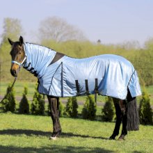 Derka York siatkowa z kapturem, błękitna