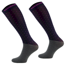 Podkolanówki jeździeckie SPJM granat fiolet kropeczki 04