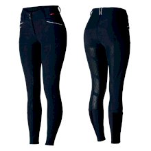 Bryczesy damskie Patricia z pełnym lejem silikonowym, wysoki stan, granatowe