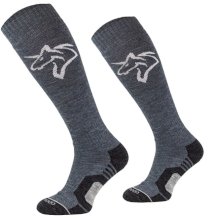 Ciepłe podkolanówki jeździeckie z wełną merynosów, szary/biały unicorn