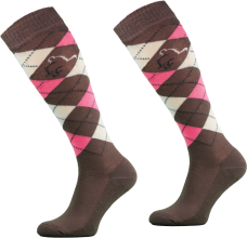 Podkolanówki jeździeckie, brązowy wanilia różowy