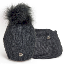 Komplet zimowy czapka z kominem Horsenjoy Mirella, ciemnoszary