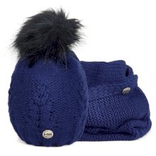 Komplet zimowy czapka z kominem Horsenjoy Mirella, granatowy