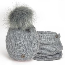 Komplet zimowy czapka z kominem Horsenjoy Mirella, jasnoszary