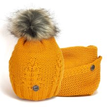 Komplet zimowy czapka z kominem Horsenjoy Mirella, miodowy