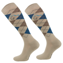 Podkolanówki jeździeckie, beż/brąz/granat