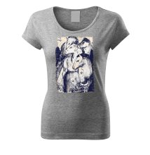 Koszulka damska do jazdy konnej Franz Marc, szary melanż