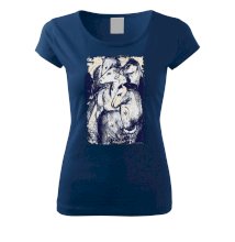 Koszulka damska do jazdy konnej Franz Marc, ciemny niebieski