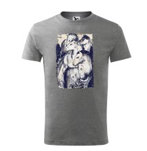 T-shirt z końmi na tle nieba, szary melanż