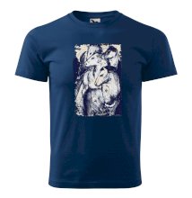 Koszulka z końmi na tle gwiaździstego nieba, ciemno niebieski