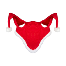 Nauszniki dla konia świąteczne z pomponami York, czerwono-białe