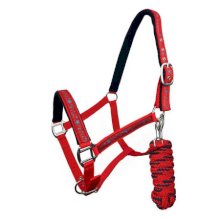 Zestaw kantar z uwiązem York Bella czerwono-granatowy