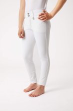 Dziecięce bryczesy na zawody, pełny lej silikonowy, Grand Prix, białe