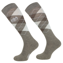 Podkolanówki jeździeckie wełniane Merino Wool, brąz/beż