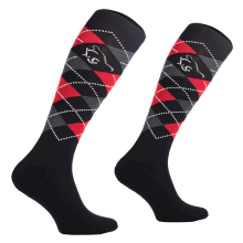 Podkolanówki jeździeckie, czarny/czerwony/szary