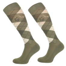 Podkolanówki jeździeckie Comodo bawełniane, oliwkowe