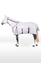 Zestaw Horze La Paz Derka siatkowa z odpinanym kapturem i maską, biały/śliwka