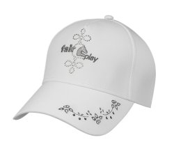 Czapka z daszkiem z otworem na kitkę FairPlay Antila Fleur, biała
