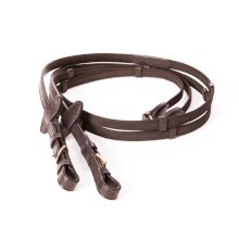 Wodze Kavalkade gumowane gripp z mosiężnymi okuciami, brązowe