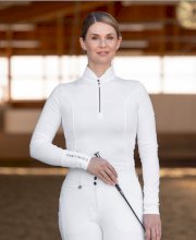 Koszulka konkursowa Covalliero z długim rękawem, biała