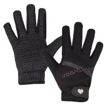 Rękawiczki dziecięce do jazdy konnej QHP Lize, czarny/fiolet