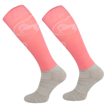 Podkolanówki jeździeckie funkcyjne na lato, łososiowe/koń w sercu