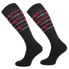 Podkolanówki jeździeckie funkcyjne na lato, czarne/love horses