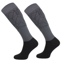 Podkolanówki jeździeckie funkcyjne, szare/geometric